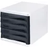 HELIT H6129498 stalčių dėžė, 5 stalčiai, šviesiai pilka/juoda, polistirenas/ABS, sukraunama