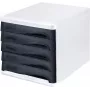 HELIT H6129498 stalčių dėžė, 5 stalčiai, šviesiai pilka/juoda, polistirenas/ABS, sukraunama