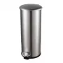 HELIT Pedal Waste Bin the zinc, 20 L, sidabrinis nerūsijantis plienas, apvalus, Soft-Close, kojinis pedalas H2406600