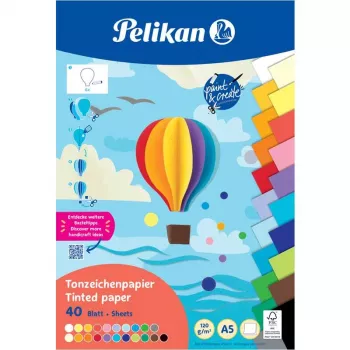 Pelikan spalvoto kartono blokas DIN A5, 40 lapų, 120 g/m², 21 spalvos, suklijuotas viršuje 300002259