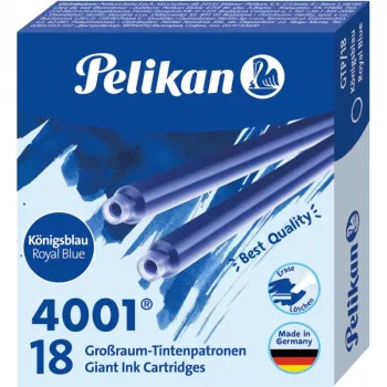 Pelikan 4001 GTP/18 tamsiai mėlyno rašalo kasetės, 18 vnt. 300735