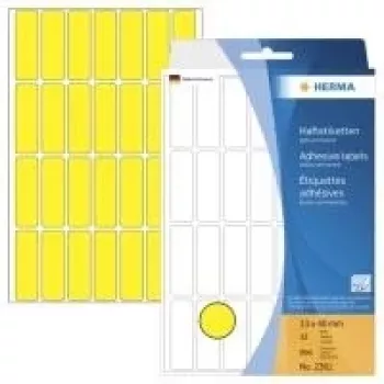 HERMA 2361 geltoni matiniai permanentiniai lipnūs popieriniai etiketės, 13 x 40 mm, 896 etiketės (32 lapai x 28)