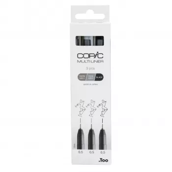 COPIC Multiliner Fineliner juodas 0,5 mm, 3 vienetai (22075633)