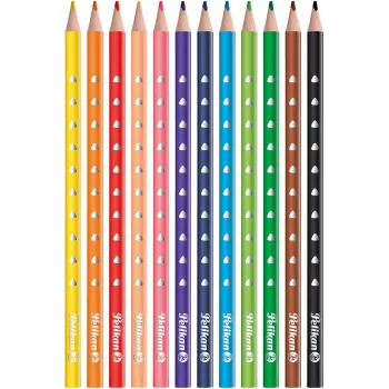Pelikan 700634 spalvotų pieštukų rinkinys, 12 spalvų, šešiakampis medinis korpusas, 3,3 mm atsparus lūžimui švinas