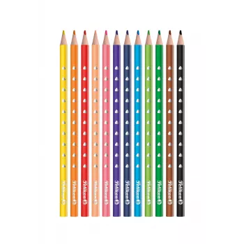 Pelikan 700634 spalvotų pieštukų rinkinys, 12 spalvų, šešiakampis medinis korpusas, 3,3 mm atsparus lūžimui švinas