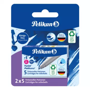Pelikan ritinėlio rašiklio rašalo kasetės, 5 vnt., mėlynos (824705)