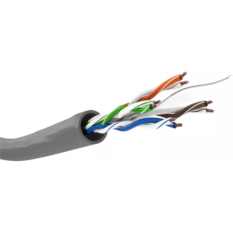 Wentronic Goobay CAT 6 tinklo instaliacinis kabelis, U/UTP, pilkas, 100 m - CU, AWG 23/1 (solid), LSZH 68466