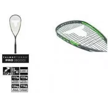 TALBOT TORRO Squash Racket Pro 6000, juoda / žalia, ofensyvinis, Y-konstrukcijos, 1 vnt. (251006)