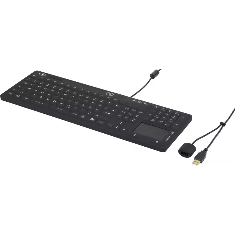 Renkforce IP68 pramoninė USB klaviatūra su jutikline paviršiaus zona, juoda (iM-IKB110-BK)