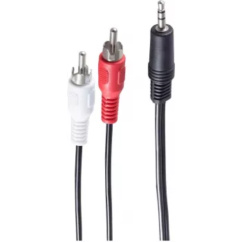SHIVERPEAKS BASIC-S garso kabelis, 2 x RCA male į 3,5 mm jack male, 2,5 m, stereo, juodas BS30832-2.5