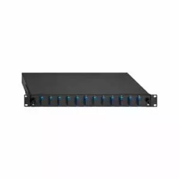 Rutenbeck Fiber Optic Patch Panel SC Duplex SM 12-Port 1U 19 inch juodas RAL 9005 ištraukiamas 2280308120
