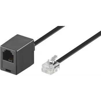 Wentronic Goobay modulinis prailginimo kabelis, RJ11/RJ14 (6P4C) vyriškas į RJ11 moterišką, 15 m, juodas 68258