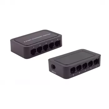 SHIVERPEAKS BS08-01110 5 prievadų Fast Ethernet nevaldomas stalinis komutatorius, 10/100 Mbps, juodas