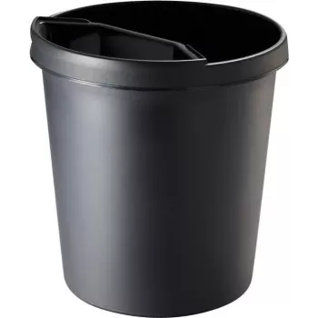 helit H6105895 apvali plastikinė šiukšliadėžė 18L juoda 31x32cm