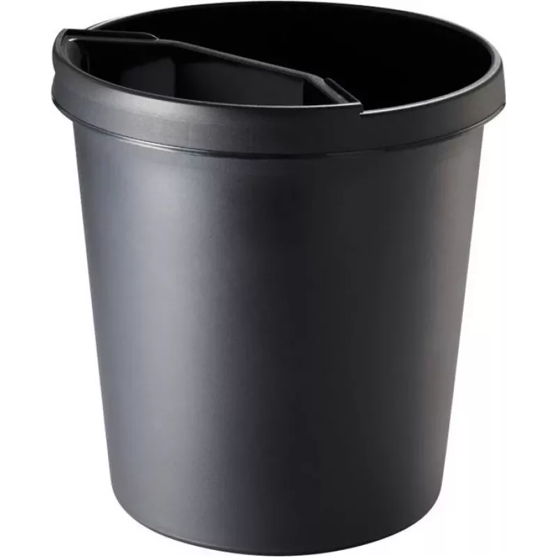 helit H6105895 apvali plastikinė šiukšliadėžė 18L juoda 31x32cm