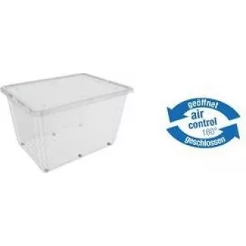 keeeper bert laikymo dėžė su ratukais, 136 L, Air-Control dangtis, permatoma/pilka 1056700100000