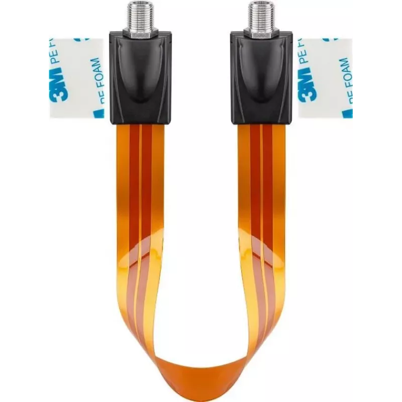 Wentronic Goobay SAT lango pravedimo kabelis, itin plokščias 0,3 mm, rudos juodos spalvos, 0,3 m, F-female į F-female 67244