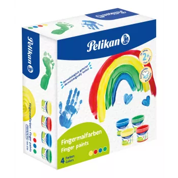 Pelikan Finger Paint Basic Colours, 4 dalių rinkinys, vandeniniai dažai, dermatologiškai testuoti, lengvai nuplaunami - 1 vnt. (701570)