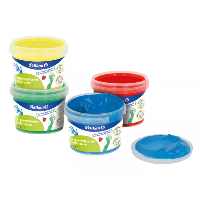 Pelikan Finger Paint Basic Colours, 4 dalių rinkinys, vandeniniai dažai, dermatologiškai testuoti, lengvai nuplaunami - 1 vnt. (701570)