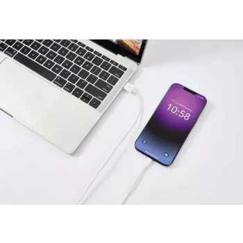 Renkforce USB 2.0 USB-A – Apple Lightning kabelis, 1 m, baltas šerkšnuotas RF-5724084