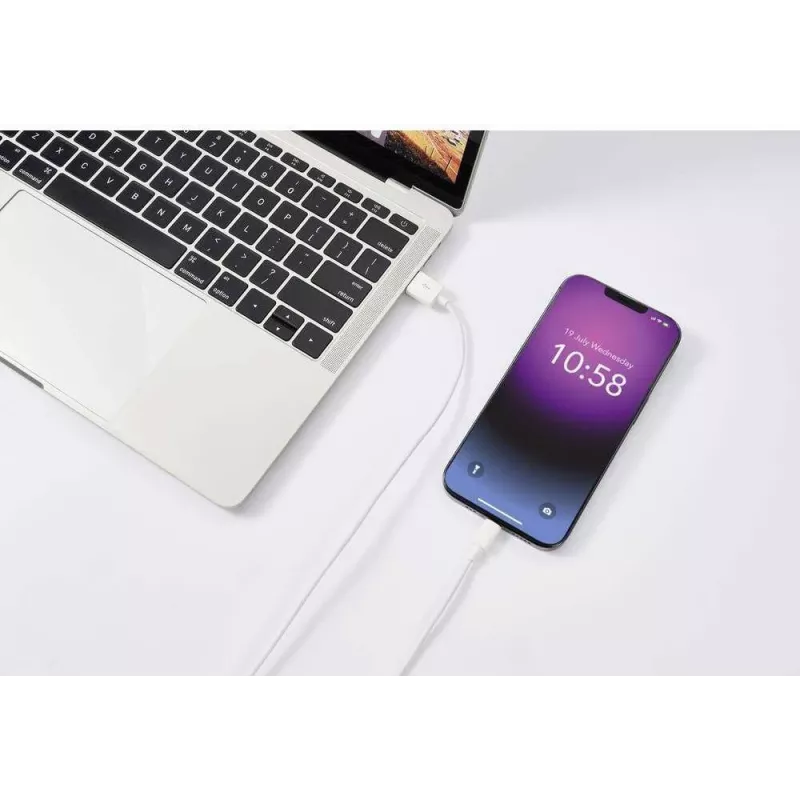 Renkforce USB 2.0 USB-A – Apple Lightning kabelis, 1 m, baltas šerkšnuotas RF-5724084