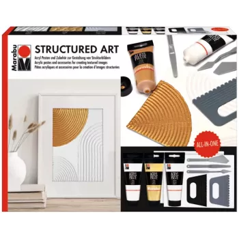 Marabu STRUCTURED ART akrilinės struktūrinės pastos rinkinys, 3 x 100 ml, balta, vandens pagrindo, kreminės-tešlinės konsistencijos, matinis apdaila 1202000000088