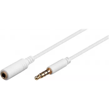Wentronic Goobay 3,5 mm Jack prailginimo kabelis, baltas, 0,5 m, TRRS 4 kontaktų, vyriškas į moterišką 62359