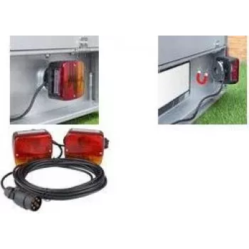 IWH priekabos galinių žibintų rinkinys su magnetiniu pagrindu, 6 funkcijos, 12V, 2 universalūs galiniai žibintai priekaboms, automobiliams, sunkvežimiams, kemperiams - 1 vnt. (010219)