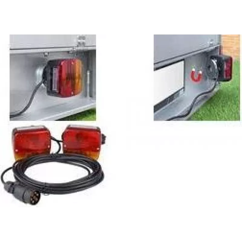 IWH priekabos galinių žibintų rinkinys su magnetiniu pagrindu, 6 funkcijos, 12V, 2 universalūs galiniai žibintai priekaboms, automobiliams, sunkvežimiams, kemperiams - 1 vnt. (010219)