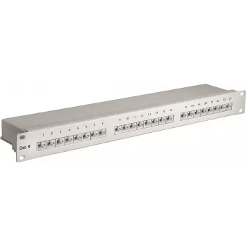 Wentronic Goobay CAT 6 24 prievadų STP patch panelis, 19 inch 1U, pilkas 94036