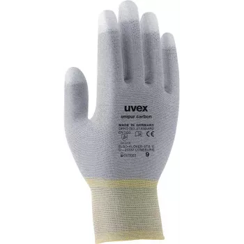 Uvex Unipur Carbon Nailono Megztos Apsauginės Darbo Pirštinės, 10 Dydis, Pilkos/Juodos, PU Delno Danga, Antistatinės 6055610