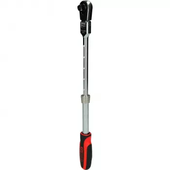KS Tools 3/8 inch SlimPOWER teleskopinis su pasukama galvute reketas, 72 dantų, greito atleidimo, 280-430 mm 914.3820