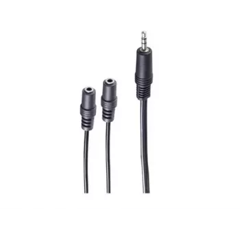 shiverpeaks BASIC-S Audio Y-Adapter Cable, 3.5mm Stereo Plug to 2x 3.5mm Stereo Sockets, 0.2m, Black BS30761