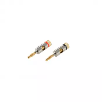 SHIVERPEAKS BASIC-S bananų kištukų rinkinys, 2 vnt. raudonas/juodas, auksuoti metaliniai, 4 mm BS56210-SET
