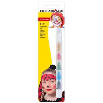 FABER-CASTELL EBERHARD FABER 6-in-1 makiažo pieštukas, 6 spalvos viename pieštuke, didelis dengiamumas, smulkiems kontūrams ir dideliems motyvams (579030)