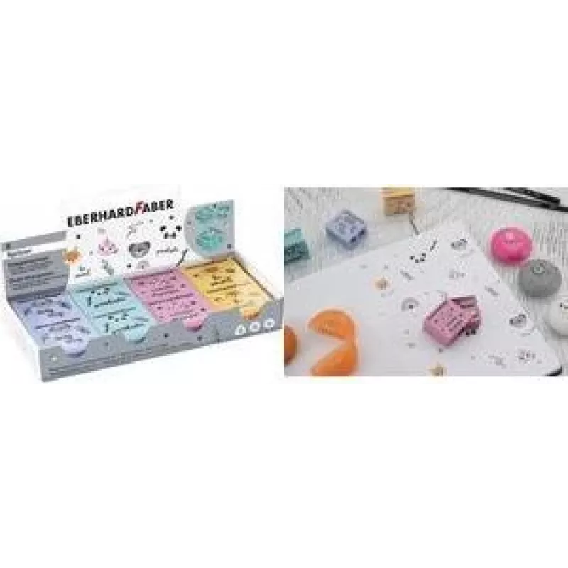 FABER-CASTELL EBERHARD FABER Animal dvigubas drožtukas, 8 vnt. rinkinys, standartiniams ir storiems pieštukams, plastikinis, įvairių spalvų 585154