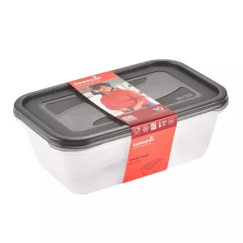 keeeper fredo fresh maisto laikymo indų rinkinys, 2 x 3,3 l, stačiakampiai, permatomi su pilkais dangteliais 3068082700000