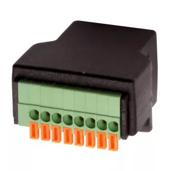 EXSYS EX-49112 RJ45 (moteriškas) į 8 kontaktų gnybtų bloką adapteris su mygtuku, CAT.5e