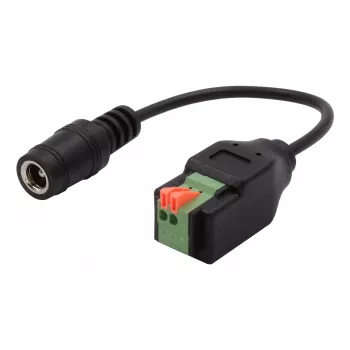 EXSYS DC lizdas 5,5x2,1mm į 2 kontaktų terminalų bloką adapterio kabelis su mygtuku, 15cm EX-49141