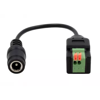 EXSYS DC lizdas 5,5x2,1mm į 2 kontaktų terminalų bloką adapterio kabelis su mygtuku, 15cm EX-49141