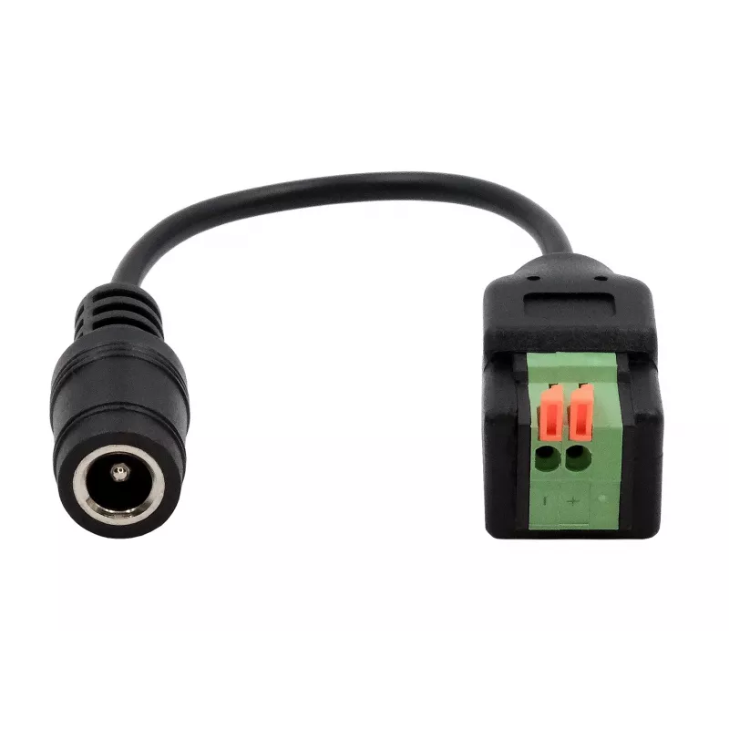 EXSYS DC lizdas 5,5x2,1mm į 2 kontaktų terminalų bloką adapterio kabelis su mygtuku, 15cm EX-49141