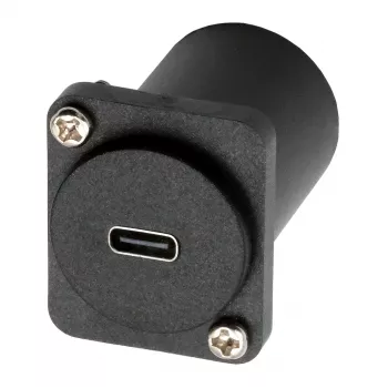 EXSYS D-Type USB-C (moteriškas) į moterišką adapteris, USB 3.2 Gen 1, skydinis montavimas, juodas (EX-49158)