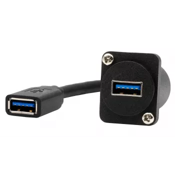 EXSYS EX-49165 D-Type panelinis USB-A female to female kabelio adapteris, USB 3.2 Gen 1, 20 cm