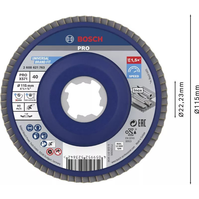 Bosch X-LOCK X571 Best for Metal 115 mm G 60 kampinis šlifavimo diskas metalui 2608621763