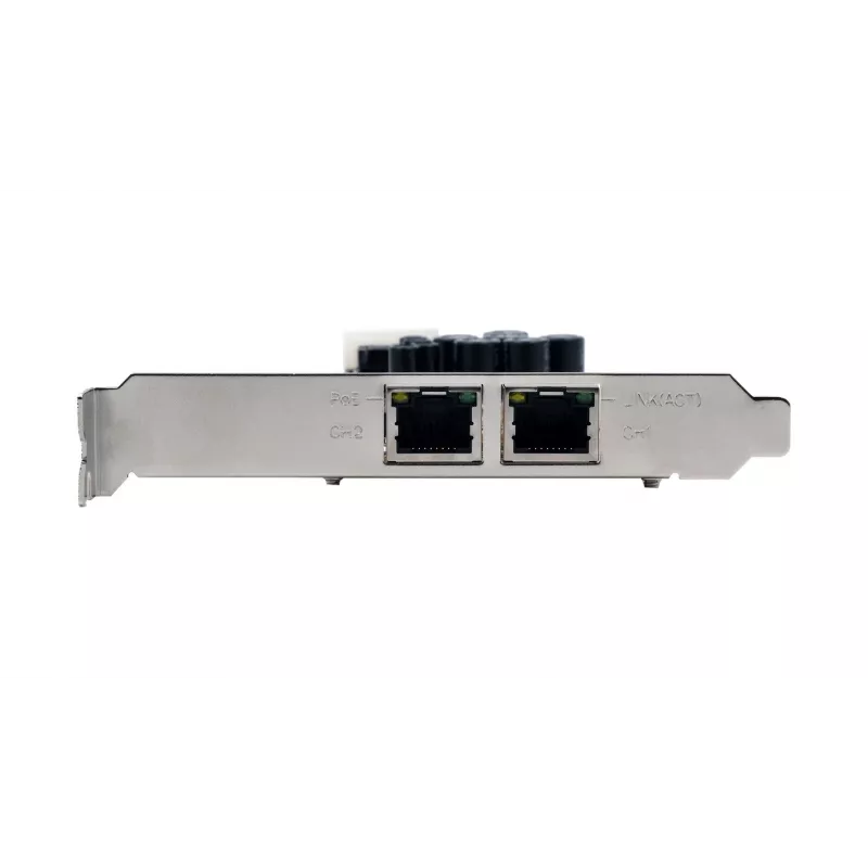 EXSYS EX-6072POE-2 dviejų gigabitinių Ethernet prievadų PCIe tinklo plokštė su PoE, žemo profilio