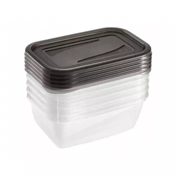 keeeper fredo fresh maisto laikymo indelių rinkinys, 5x 0,5 L, stačiakampiai, permatomi su pilkais dangteliais 3067282700000