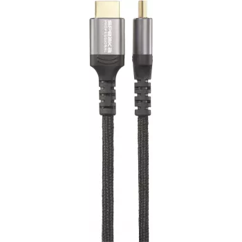 SpeaKa Professional HDMI sujungimo kabelis 0,50 m, pilkos spalvos metalinis korpusas, 4K UHD SP-13125596