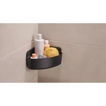 tesa LAVAA kampinis dušo krepšys, matinės juodos spalvos, savaiminio klijavimo, be gręžimo, iki 6 kg 40518-00000-00