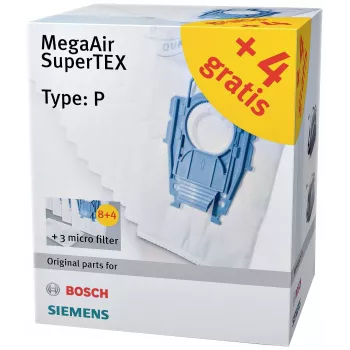 Siemens VZ123FP MegaAir SuperTEX dulkių siurblio maišelių rinkinys (Type G/G ALL, 4 maišeliai + 1 mikrofiltras)