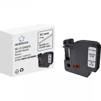 RENKFORCE RF-LT-D45010 suderinama DYMO D1 etikečių juosta 12mm permatoma juoda 7m RF-6027820